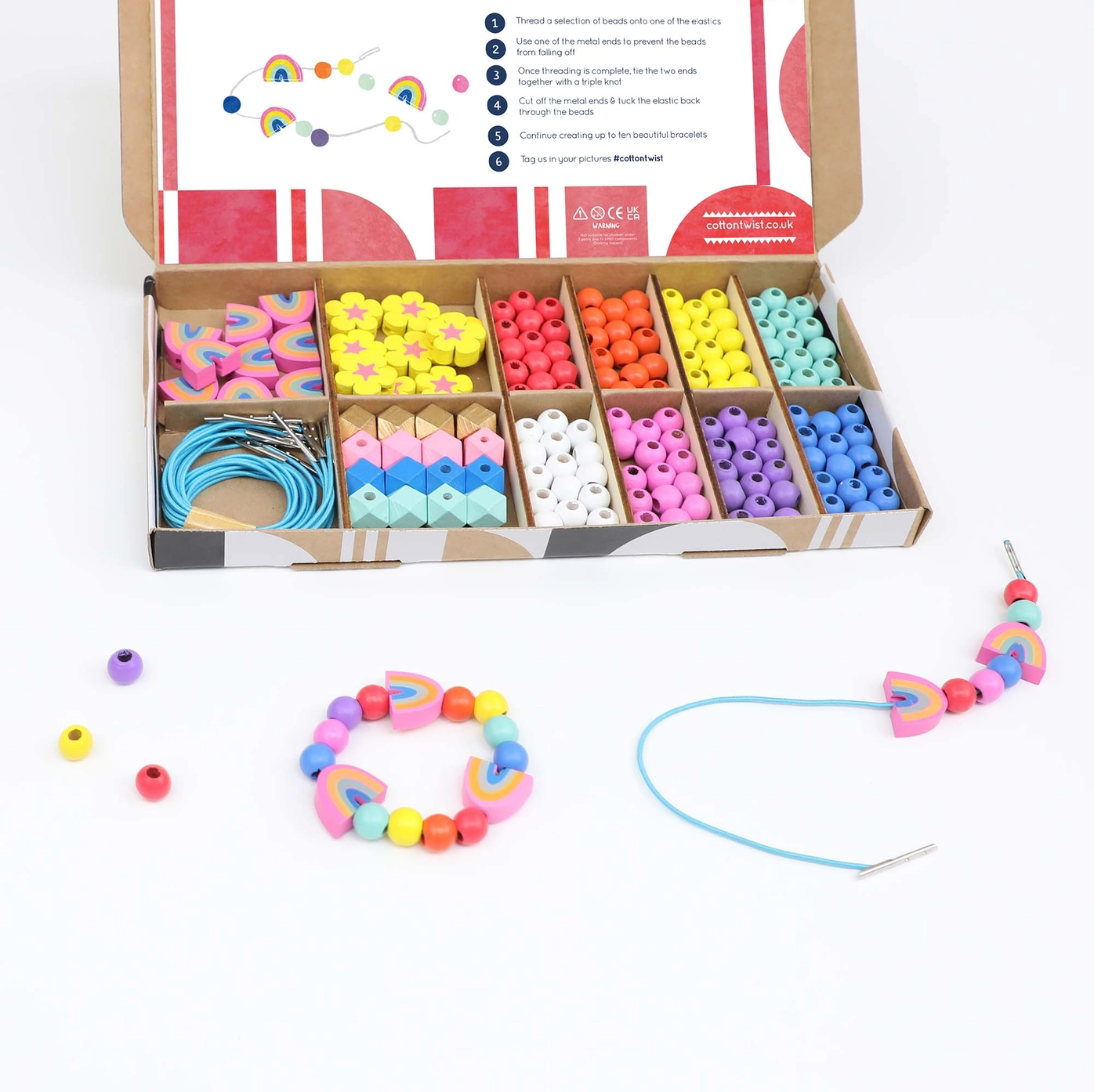 Cotton twist - Kralenset met regenbogen & bloemen