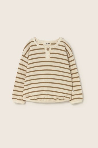 Cozmo - double-faced striped cotton long sleeves baby sweatshirt - sand