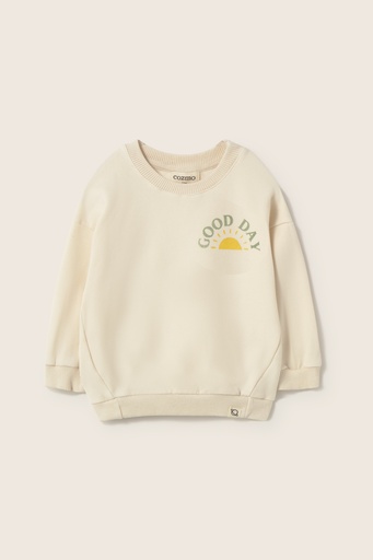Cozmo - soft fleece print baby sweatshirt - ivory