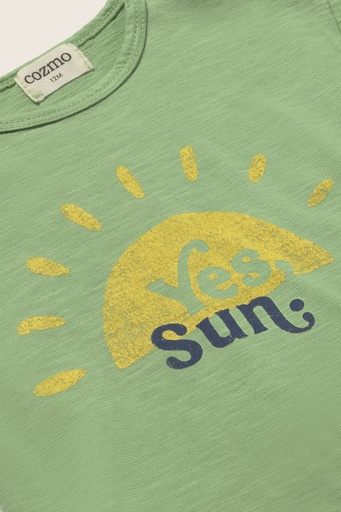 Cozmo - soft slub cotton print baby T-shirt sun - green