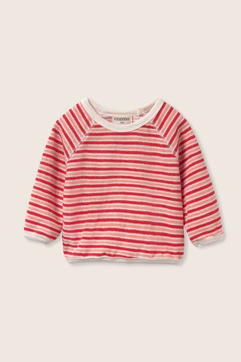 Cozmo - striped terry cloth baby sweatshirt - pink tomato