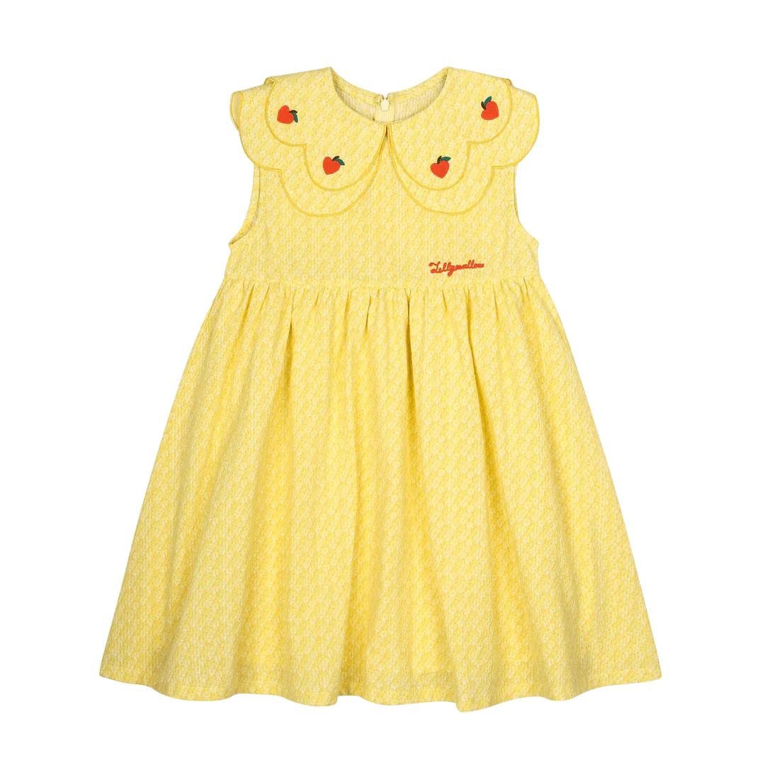 Jelly Mallow - Heart cherry scallap dress - Yellow