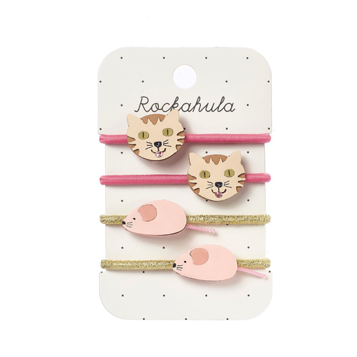 Rockahula - Tabby Cat & Mouse haarelastiekjes 🐱