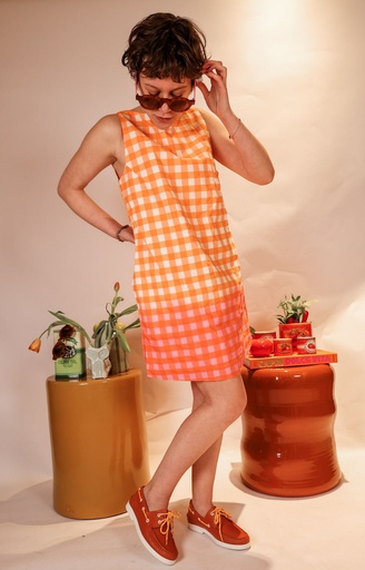 Dr Bloom - Oranje vichy jurk