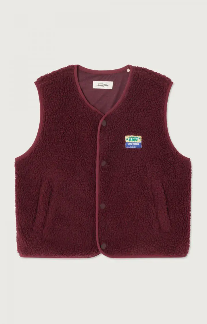 American Vintage - Hoktown Vest met drukknopen in Bordeaux Chine - 1
