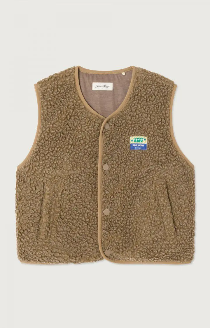 American Vintage - Hoktown Vest met drukknopen in Muscade Chine - 1