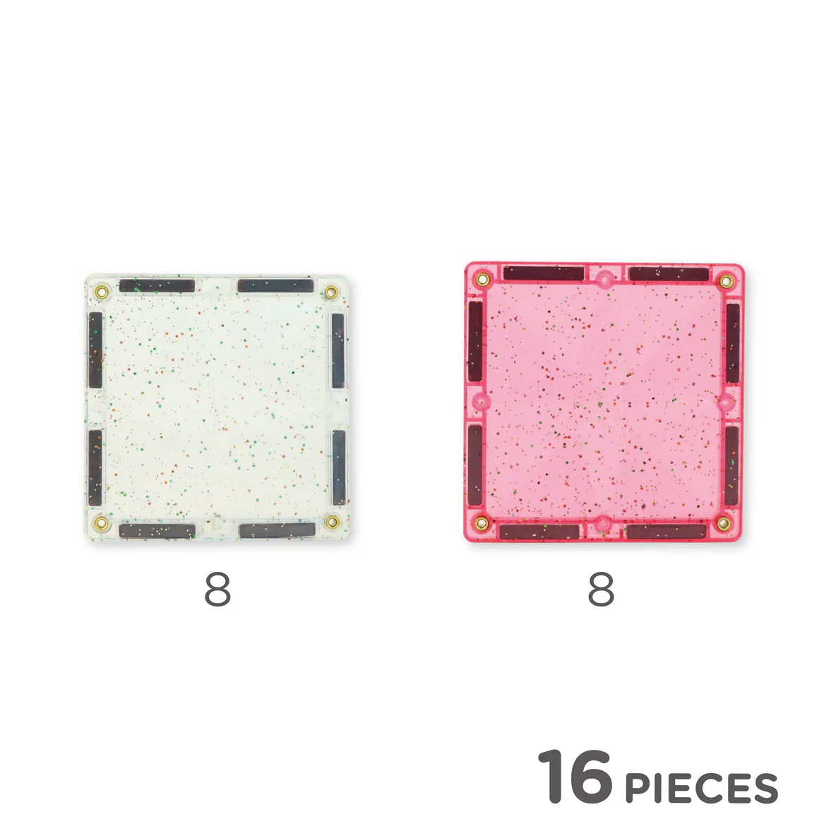 Cleverclixx - Glitter tiles pack transparent (16 stuks) - 2