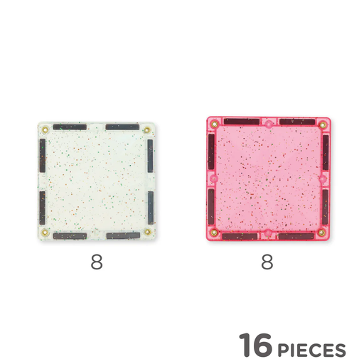 Cleverclixx - Glitter tiles pack transparent (16 stuks)