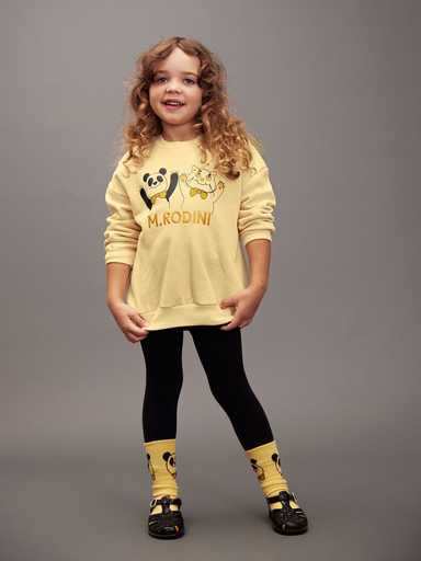 Mini Rodini - Panda & cat sweater (Yellow)