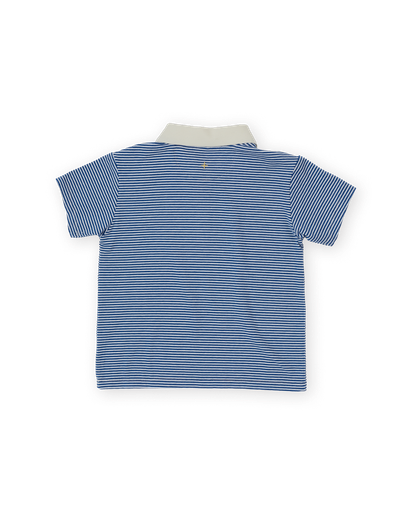 Goldie and Ace - Navy stripe logo polo top