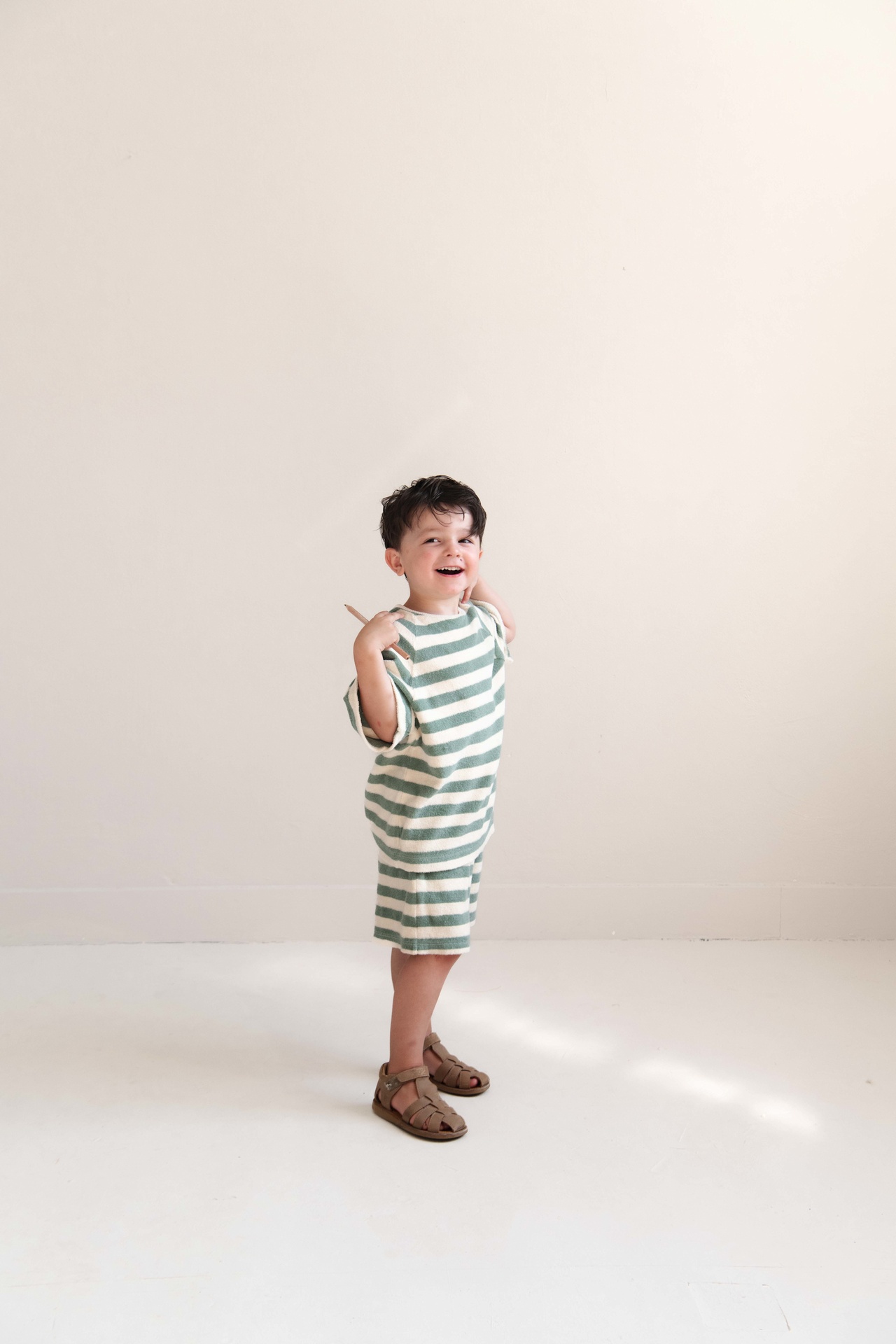 Jenest - Robin shorts - Water blue off white stripe - 3