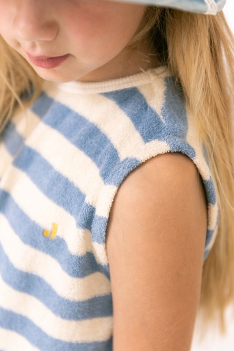 Jenest - Eve sleeveless t- shirt - Water blue off white stripe