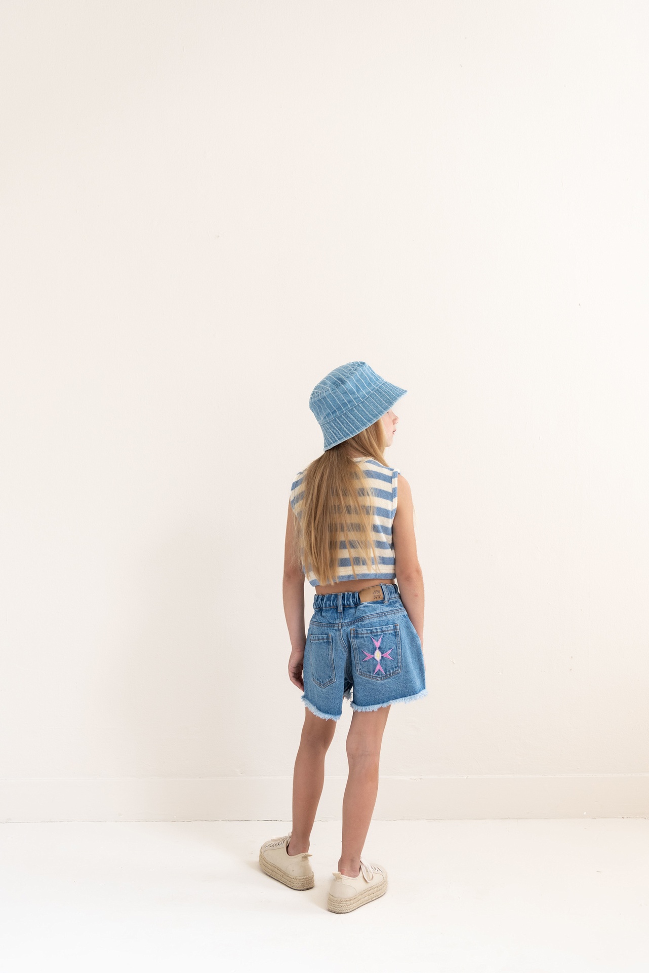Jenest - Eve sleeveless t- shirt - Water blue off white stripe - 4