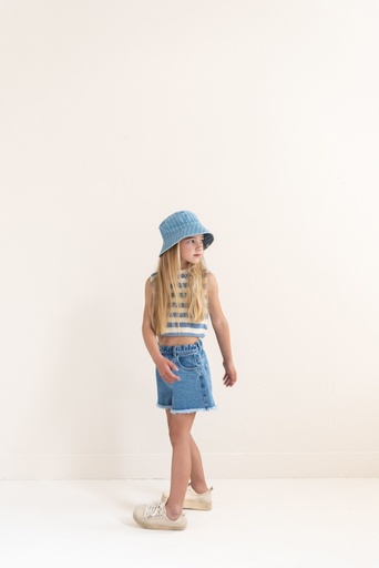 Jenest - Eve sleeveless t- shirt - Water blue off white stripe