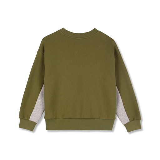 Wynken - twk panel sweat - olive / grey melange