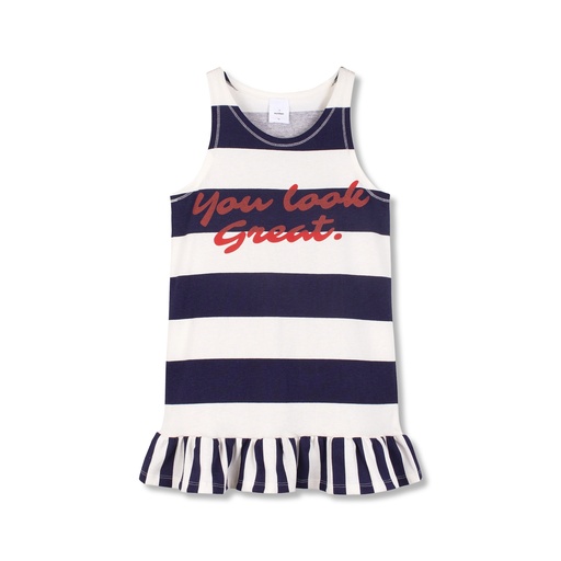 Wynken - frill tank dress - navy deck stripe horizontal