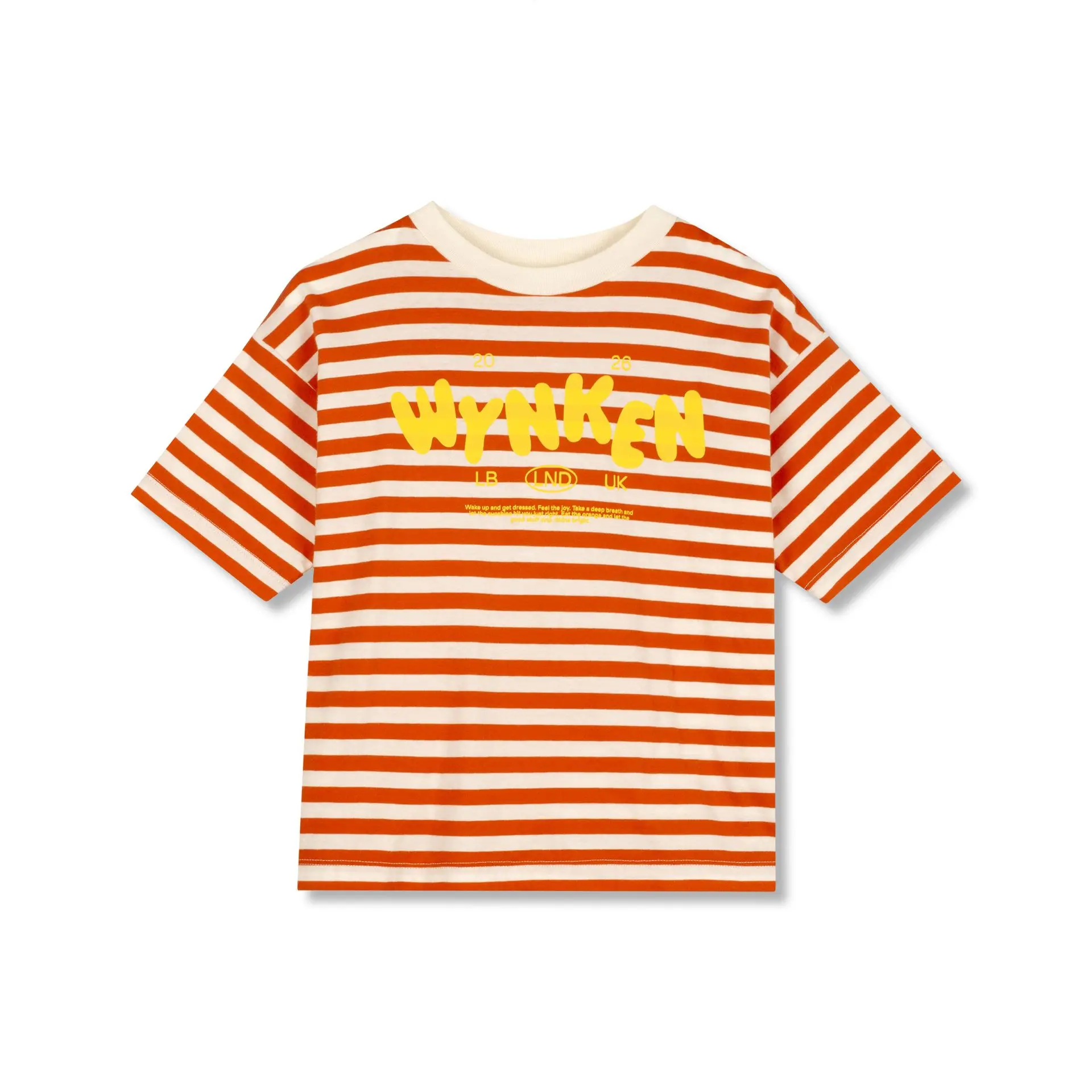 Wynken - stripe cap tee - sunglow / ecru - 1