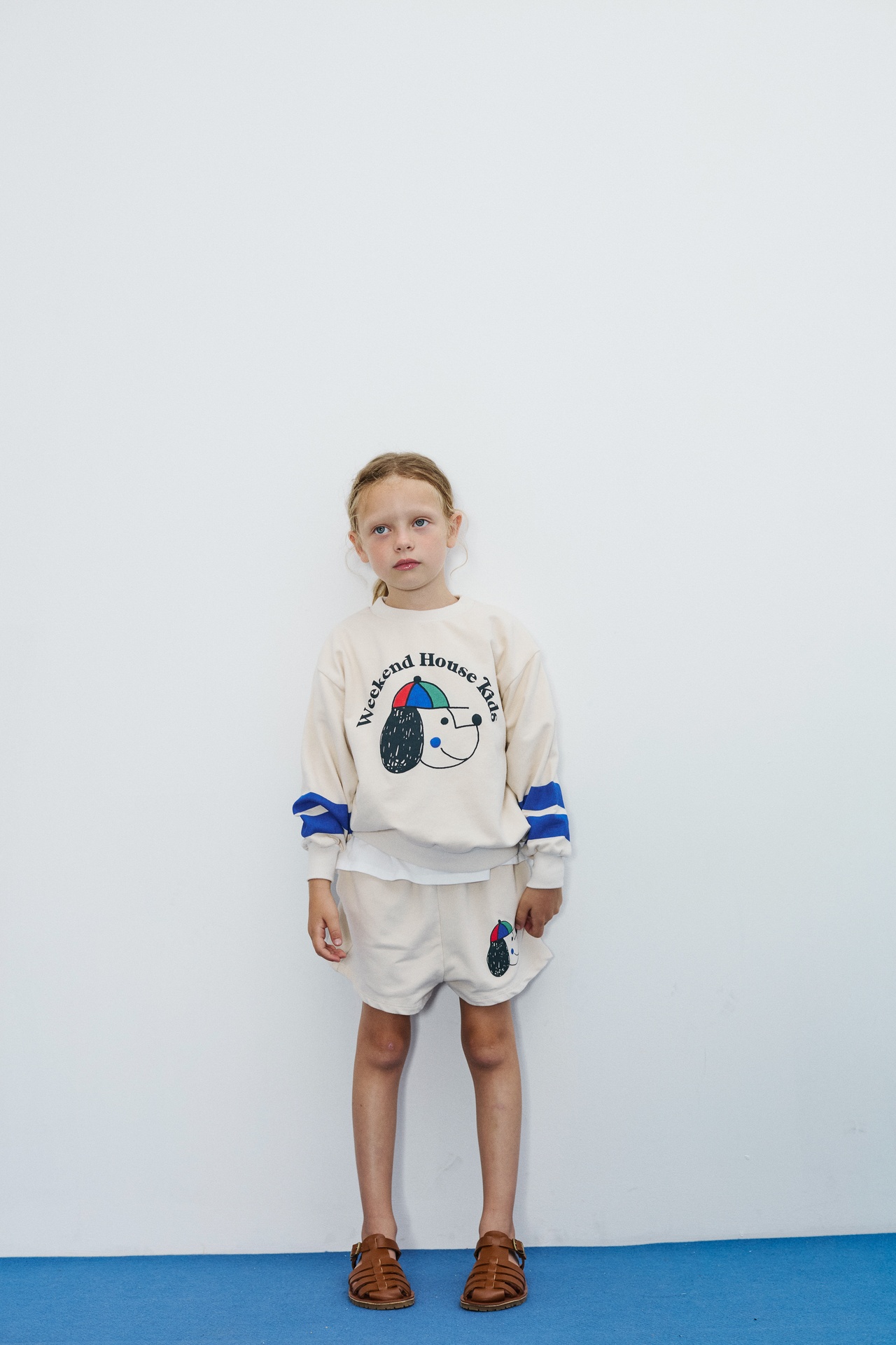 Weekend House Kids - Happy dog striped sweatshirt - Ecru - 1