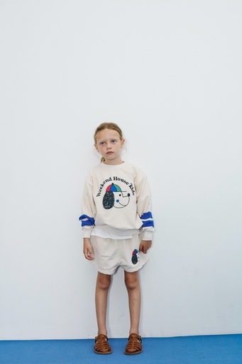 Weekend House Kids - Happy dog striped sweatshirt - Ecru