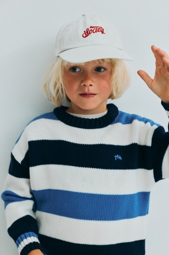 The New Society - Celosia jumper - Summer midnight block stripes