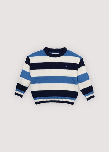 The New Society - Celosia jumper - Summer midnight block stripes