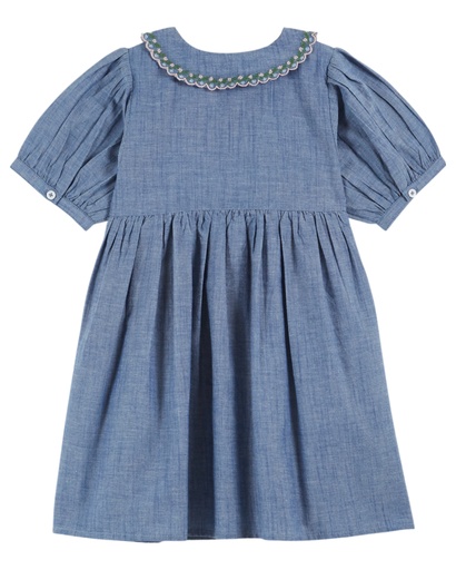 Emile & Ida - Robe brodee smocks main - Chambray (ad156a)