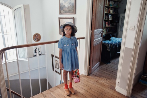 Emile & Ida - Robe brodee smocks main - Chambray (ad156a)