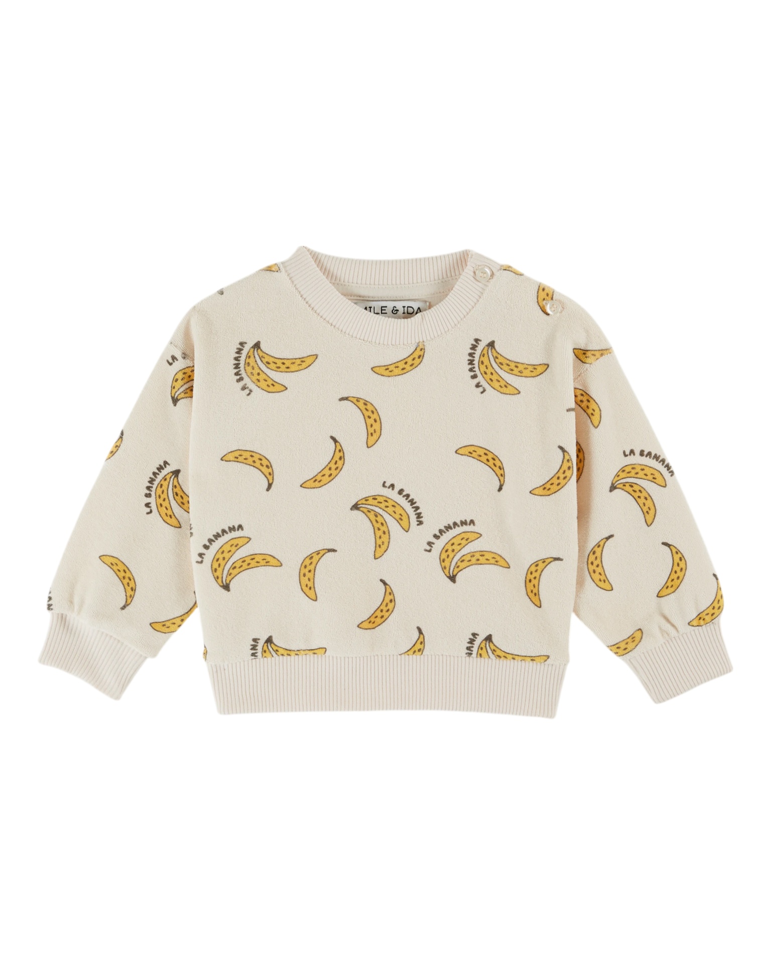 Emile & Ida - Sweat eponge imprime - Banane creme (ad101a) - 1