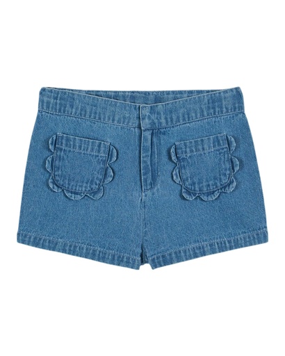 Emile & Ida - Short poche fleurs denim - Denim light (ad065)