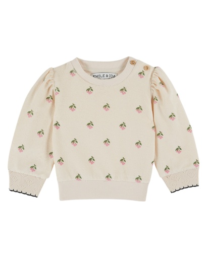 Emile & Ida - Sweat eponge imprime - Cerisette creme (ad105a)