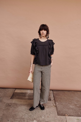 Emile & Ida - Blouse volumineuse avec volant - Noir (ida-dahlia)