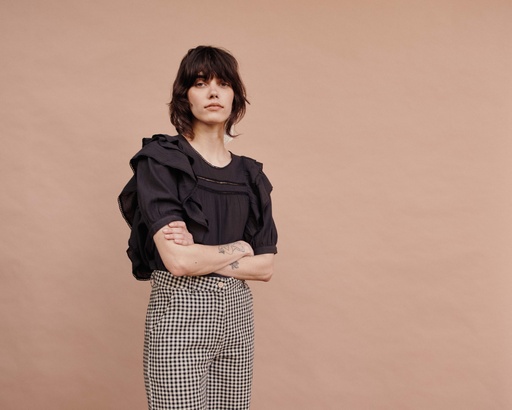 Emile & Ida - Blouse volumineuse avec volant - Noir (ida-dahlia)