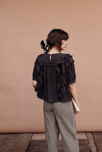 Emile & Ida - Blouse volumineuse avec volant - Noir (ida-dahlia)