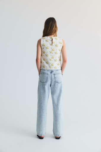 The New Society - Tns pleat denim teen pant - Bleach denim