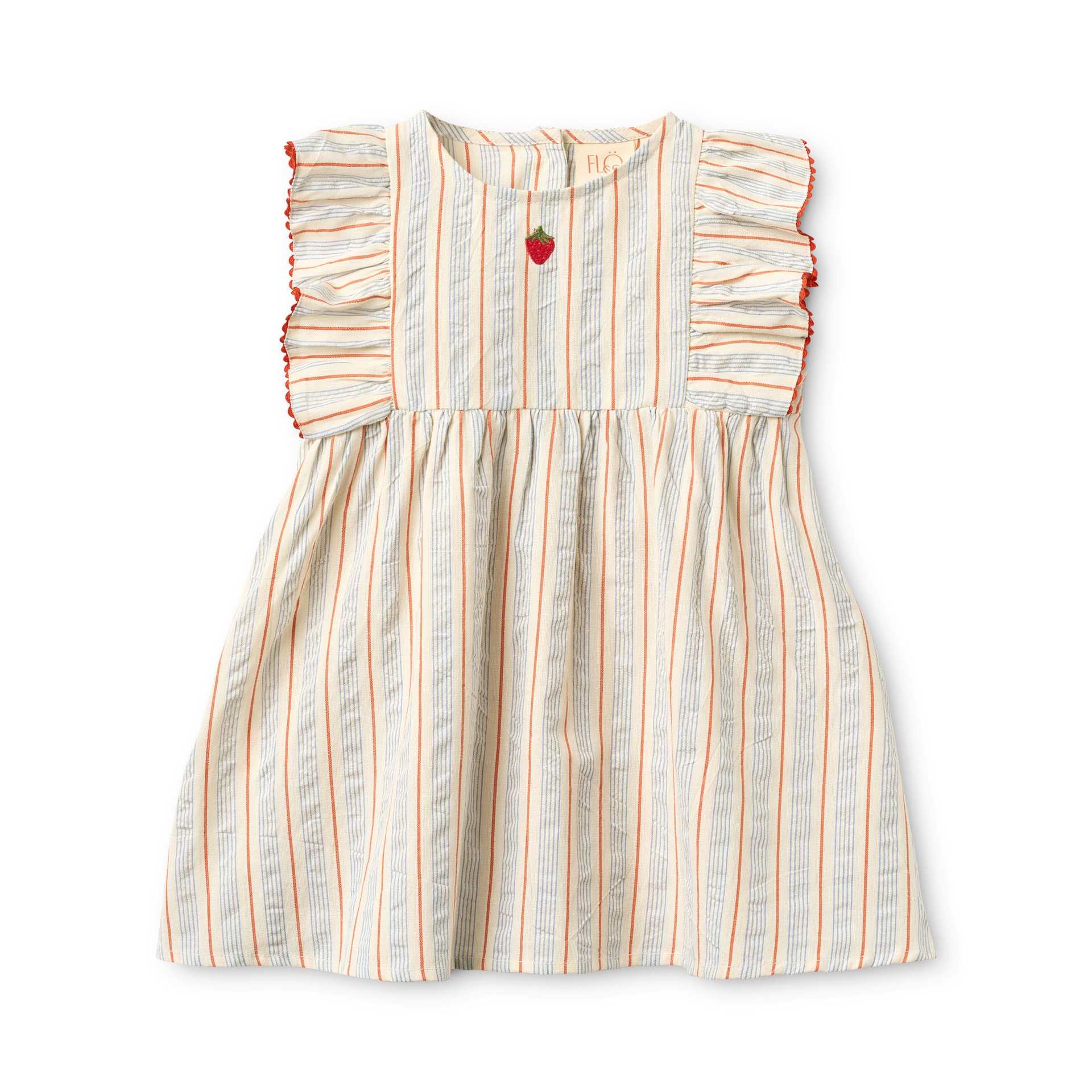 Flöss - Robin dress - Blue-tangerine stripe - 1