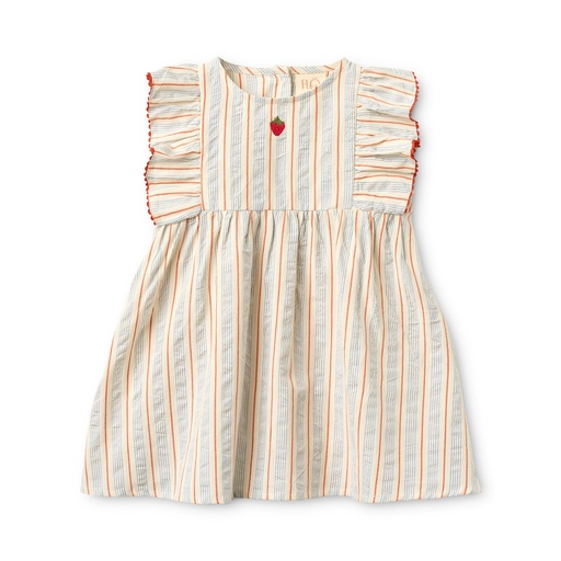 Flöss - Robin dress - Blue-tangerine stripe
