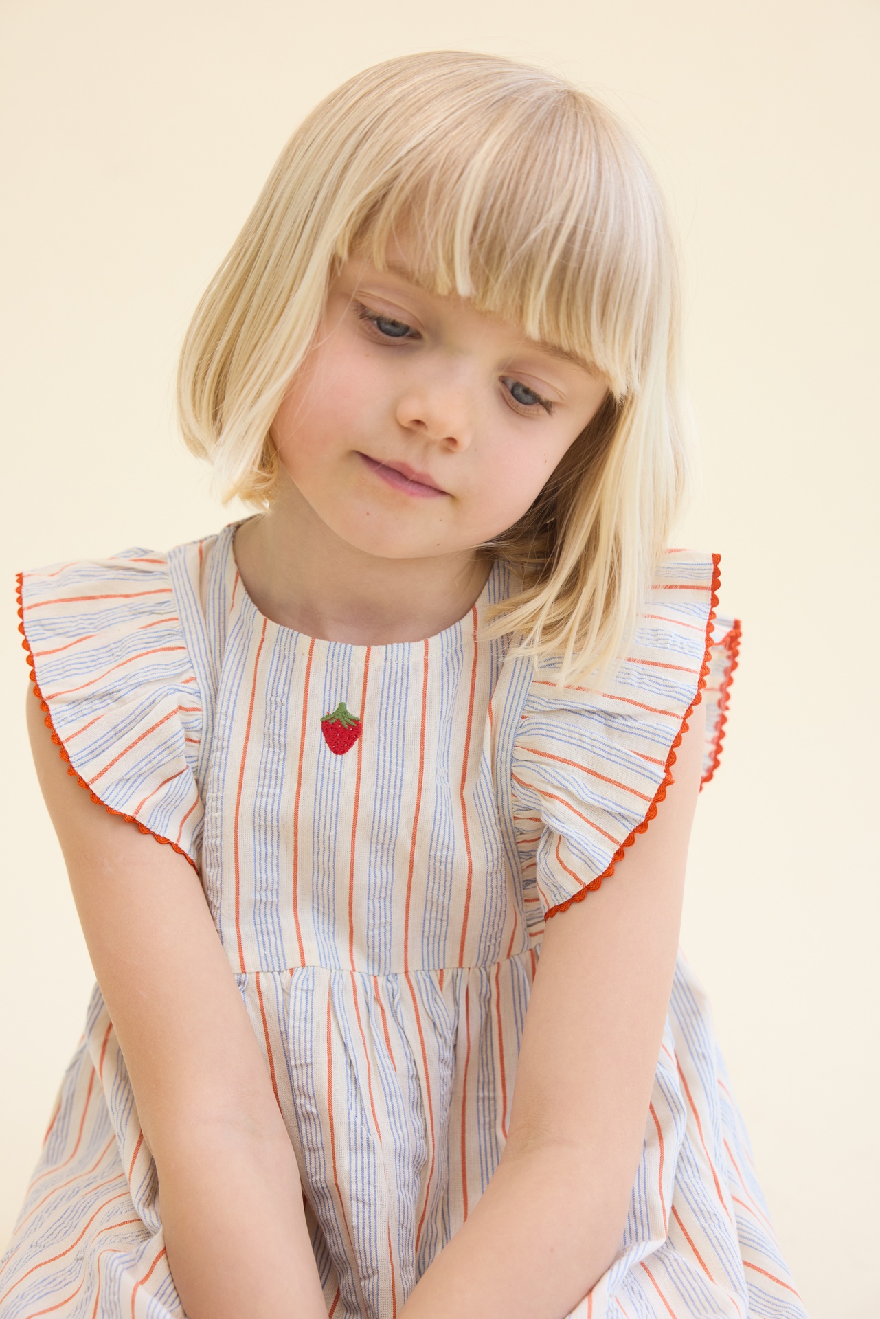 Flöss - Robin dress - Blue-tangerine stripe - 2