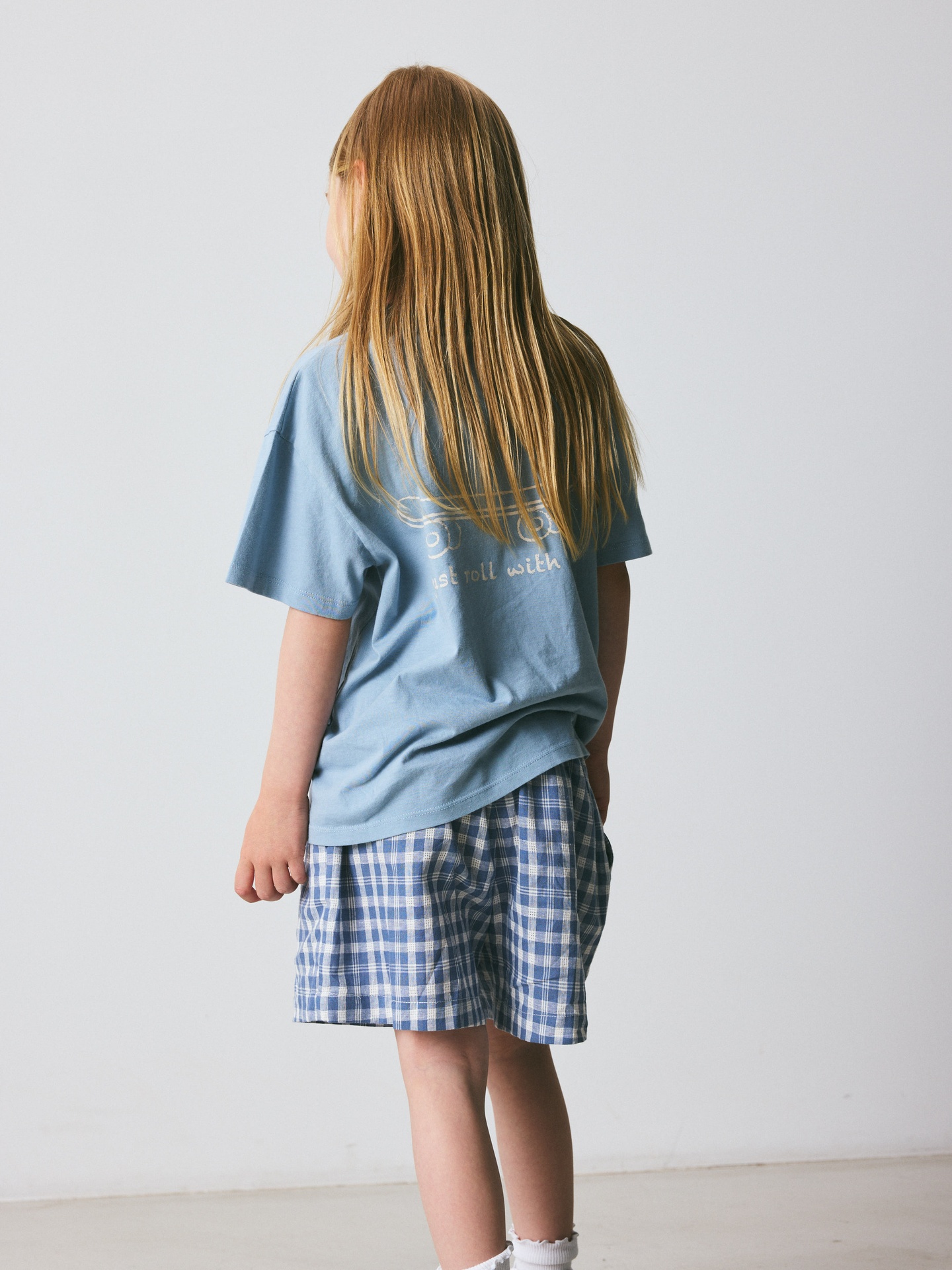 Brunobruno - Theo check shorts - dusty blue check - 3