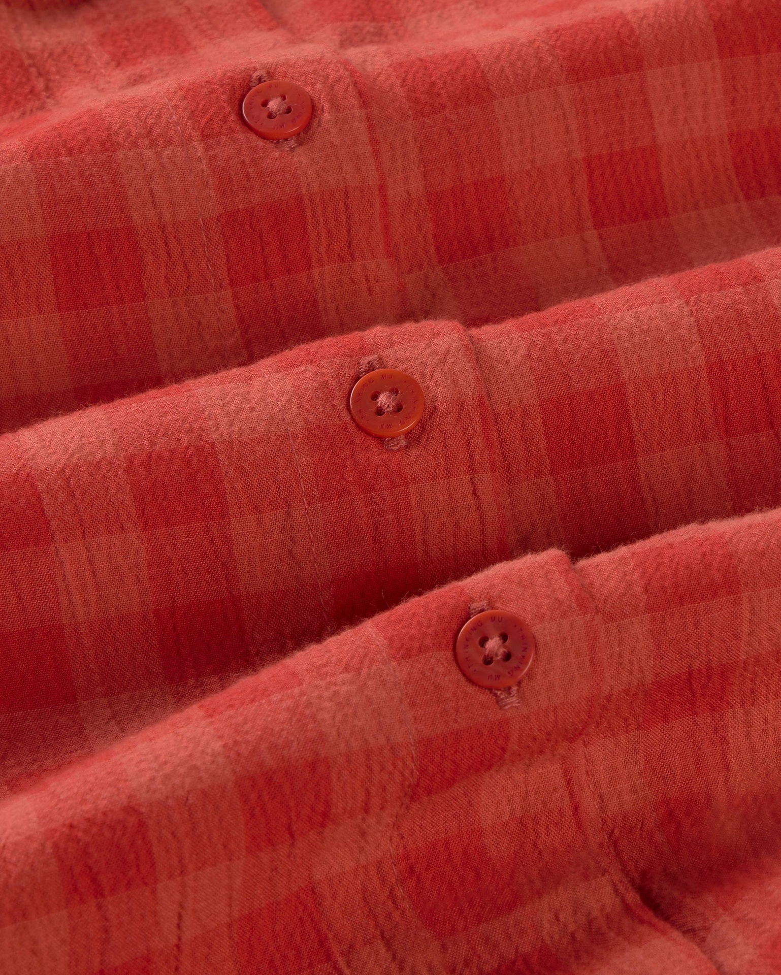 Thinking Mu - Red checks seersucker ane blouse - 3