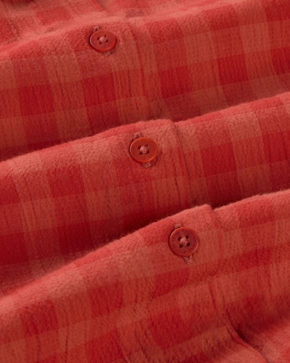 Thinking Mu - Red checks seersucker ane blouse