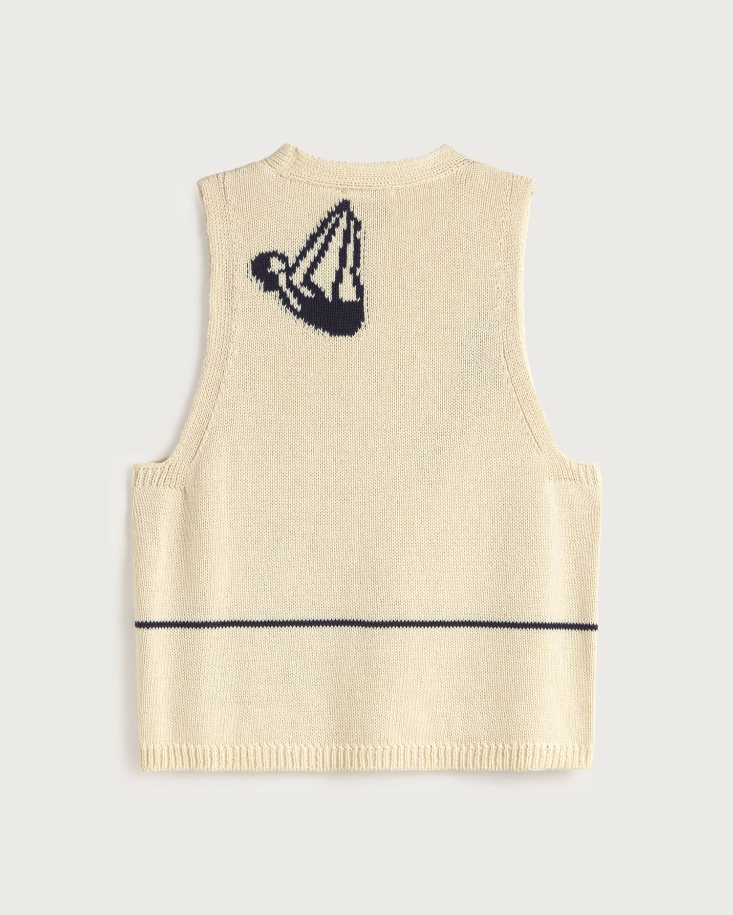 Thinking Mu - Swimmers ecru robbie knitted vest - 1