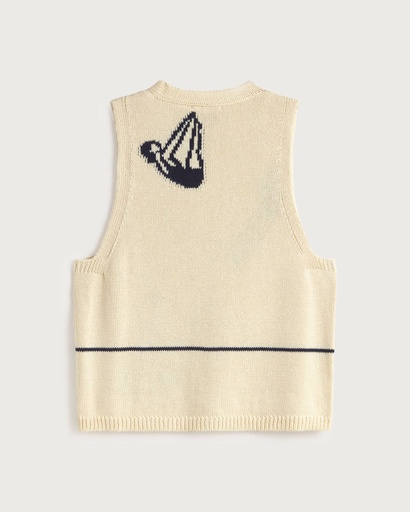 Thinking Mu - Swimmers ecru robbie knitted vest
