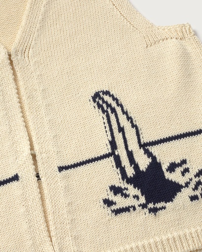 Thinking Mu - Swimmers ecru robbie knitted vest