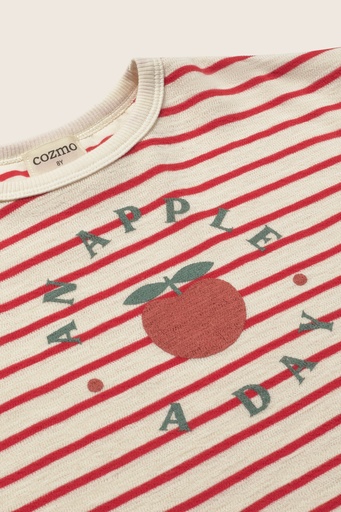 Cozmo - double-faced striped cotton print T-shirt - tomato
