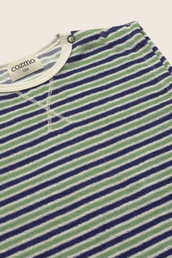 Cozmo - striped terry cloth baby jumpsuit - blue green