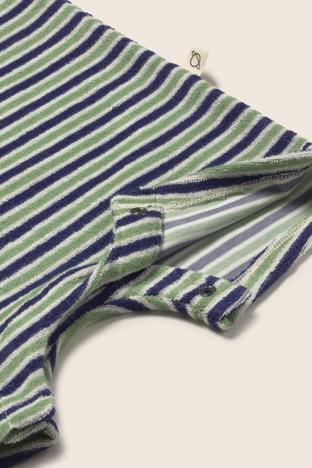 Cozmo - striped terry cloth baby jumpsuit - blue green - 2
