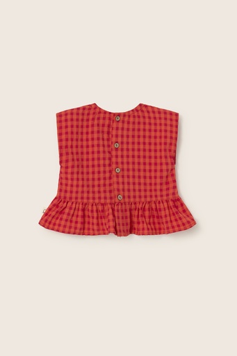 Cozmo - gingham cotton peplum baby top - tomato