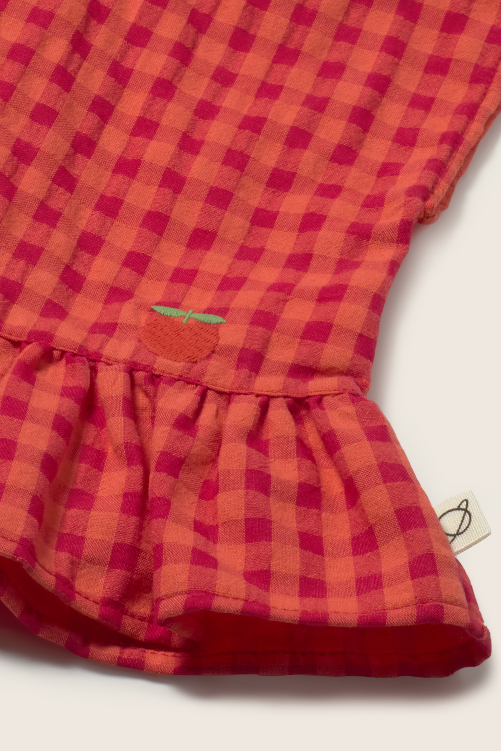 Cozmo - gingham cotton peplum baby top - tomato - 2