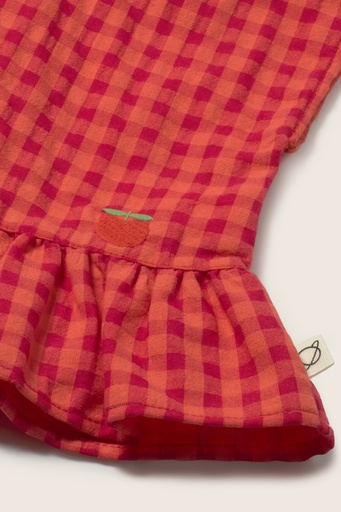 Cozmo - gingham cotton peplum baby top - tomato