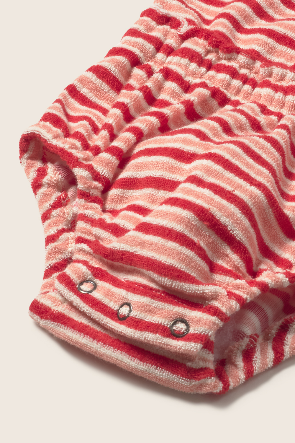 Cozmo - striped terry cloth baby romper - pink tomato - 2